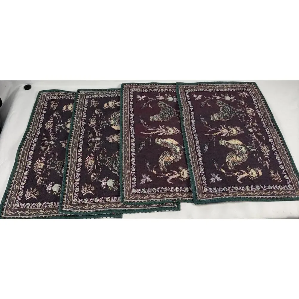 Set Of 4 woven jacquard tapestry placemats